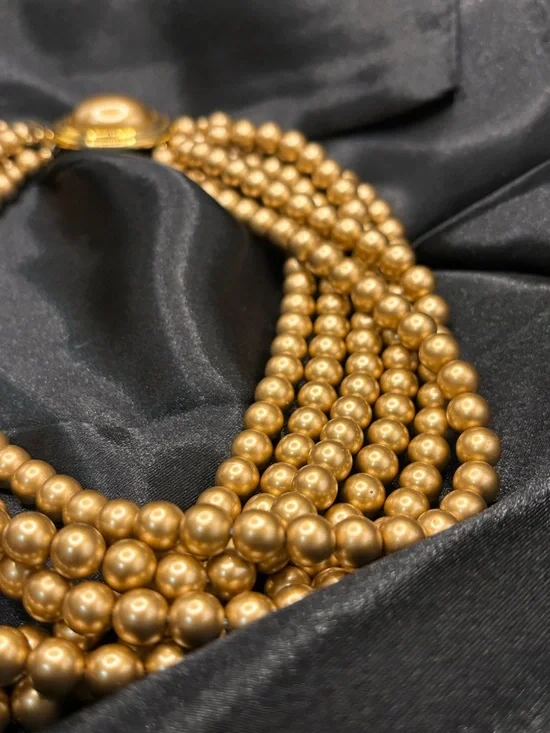 Vintage Carolee Gold Multi Strand 14” Statement Necklace Glam Luxe - Picture 7 of 8